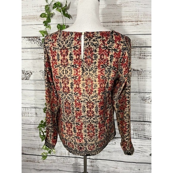 Violet + Claire Blouse Top sz Small Burgundy Orange Floral Autumn Career Church - Picture 9 of 11